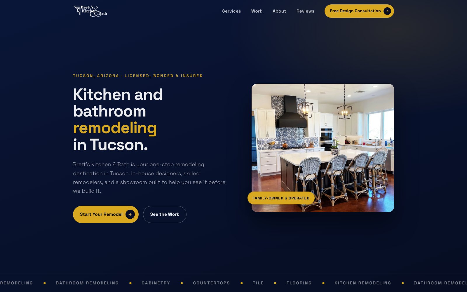 The new Brett's Kitchen & Bath homepage concept