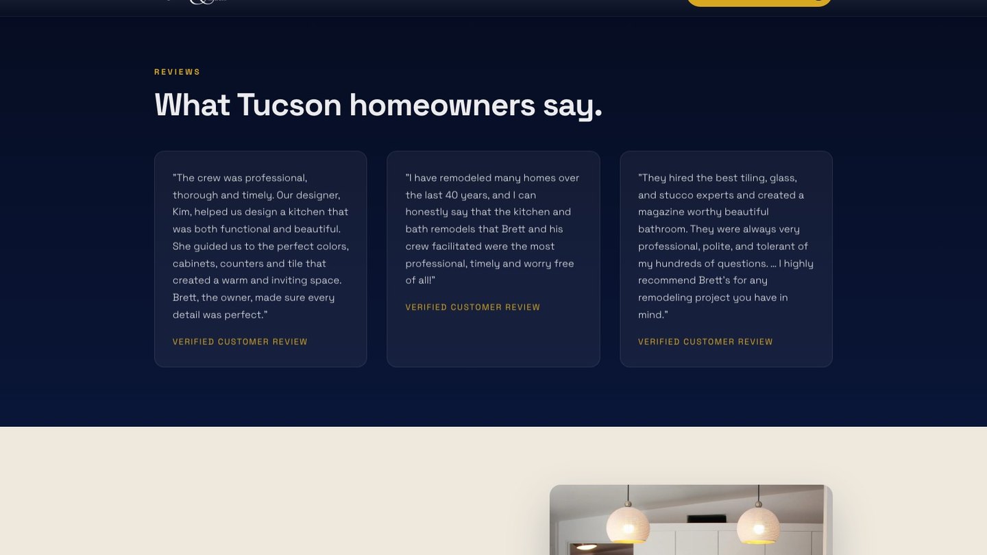 The reviews section of the new homepage